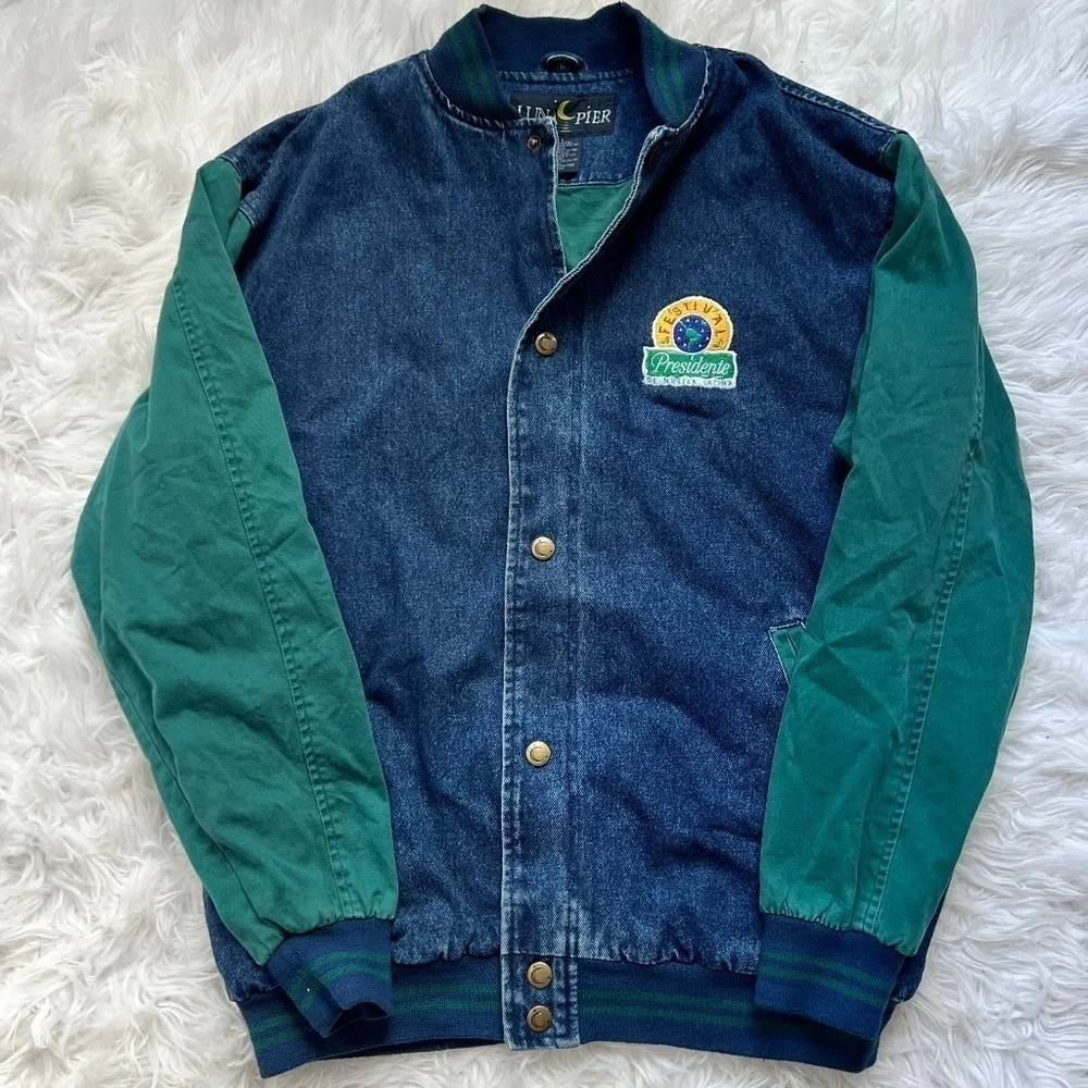 Festival Presidente De Musica Latina Luna Pier Denim Varsity Jacket Size Large🍻